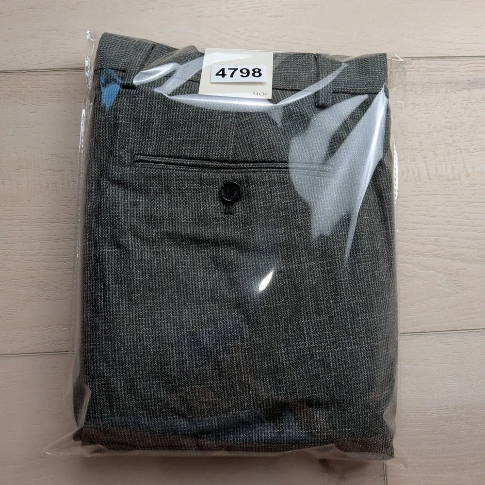 NEW Banana Republic Slim Wrinkle Resistant Dress Pants Mens 34x34‎ Gray Stretch